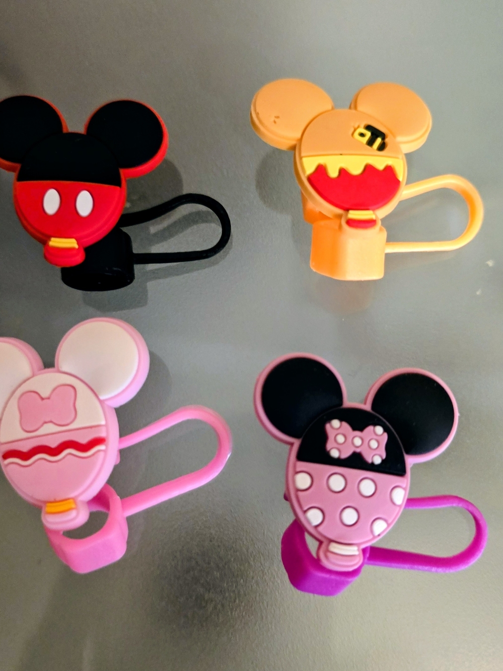 DisneyKids Silicone Character Straw Protectors - Pink, Black, Yellow, New